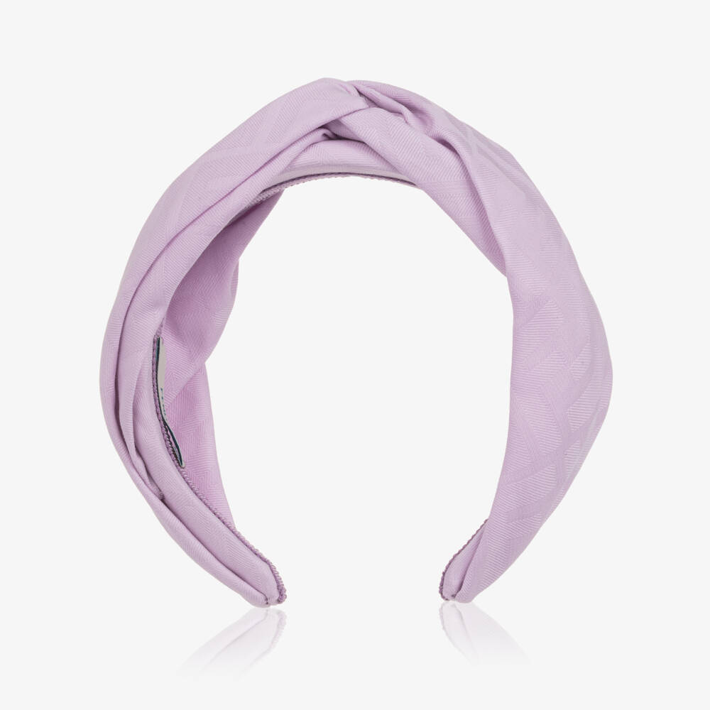 Fendi-طوق شعر مبطن بشعار FF لون بنفسجي ليلاك للبنات | Childrensalon