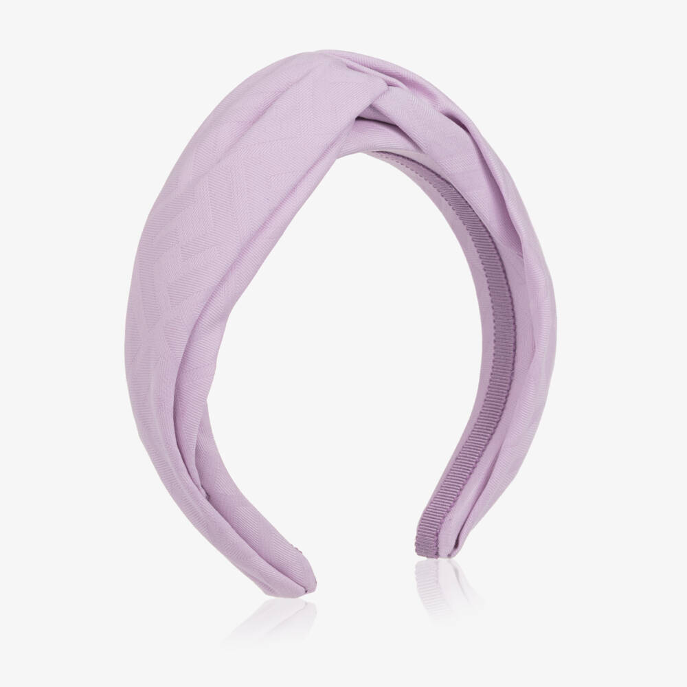 Fendi-طوق شعر مبطن بشعار FF لون بنفسجي ليلاك للبنات | Childrensalon