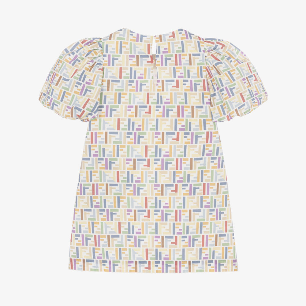 Fendi-Girls Multicolour FF Print Cotton Dress | Childrensalon