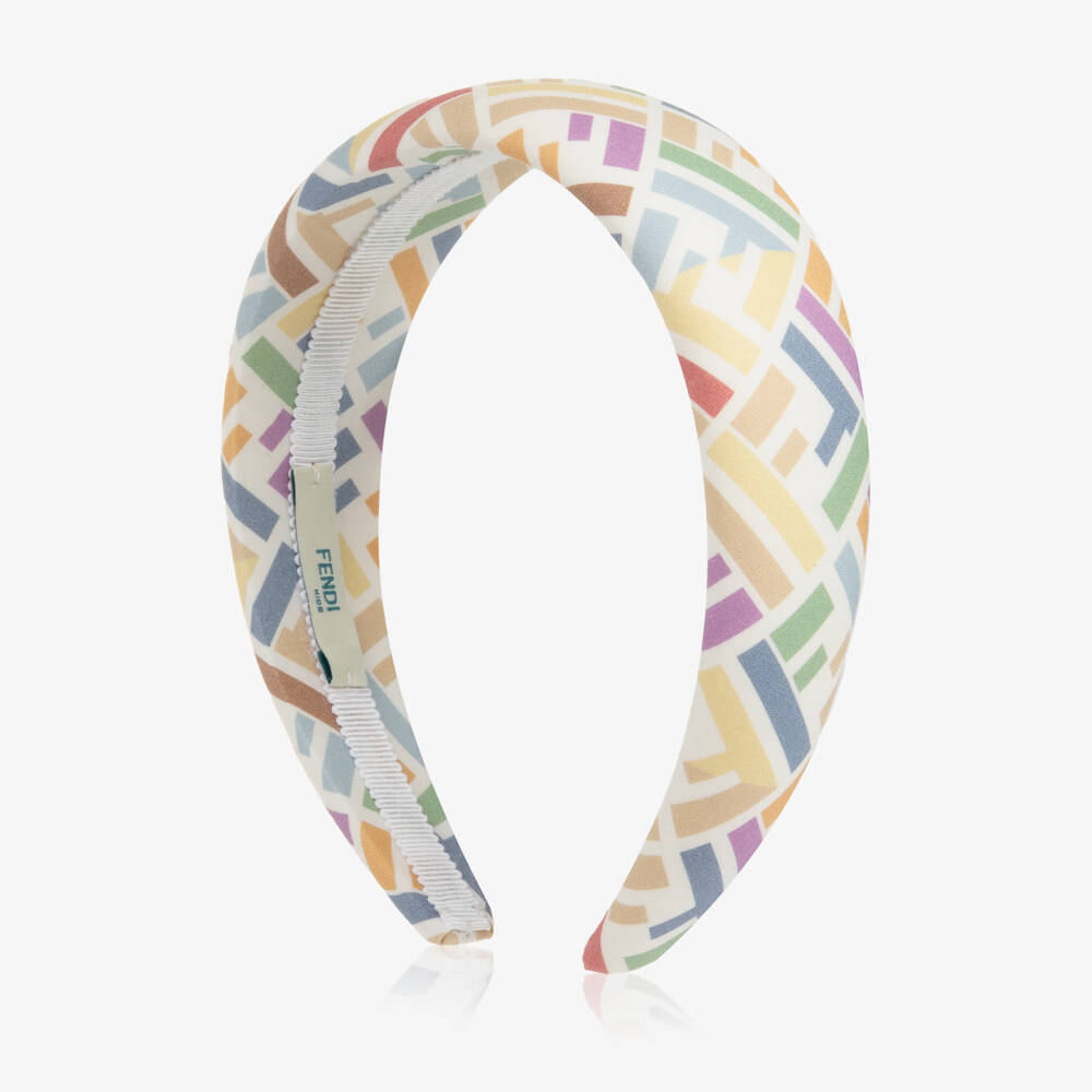 Fendi-Girls Multicolour FF Print Hairband | Childrensalon