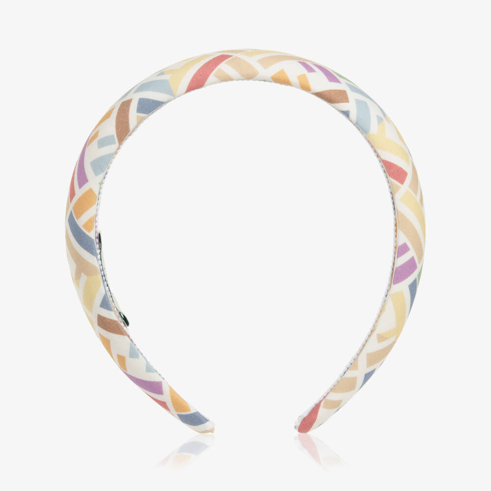 Fendi-Girls Multicolour FF Print Hairband | Childrensalon