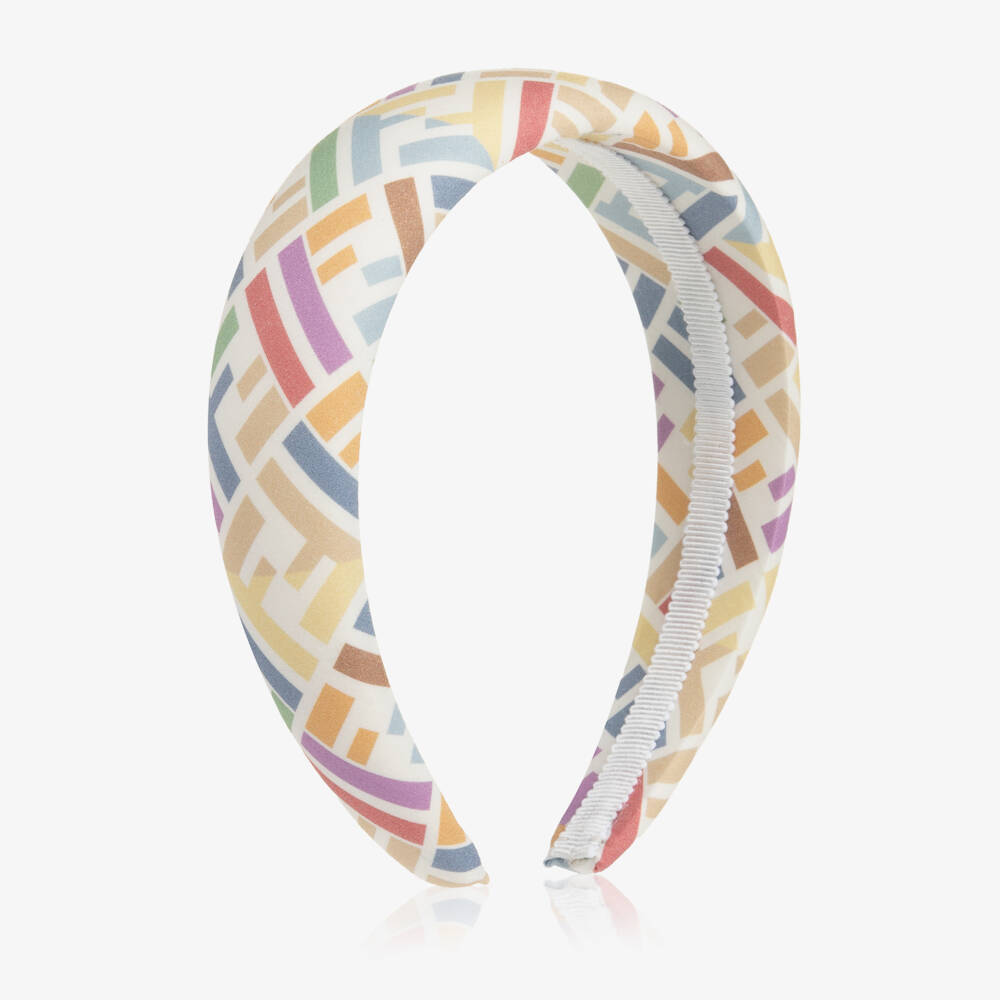 Fendi-Girls Multicolour FF Print Hairband | Childrensalon