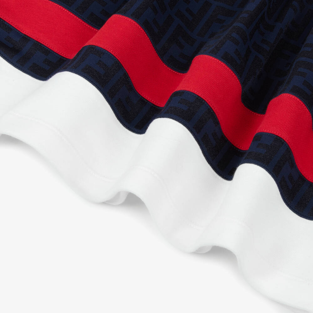 Fendi-Girls Navy Blue FF Logo Jersey Dress | Childrensalon