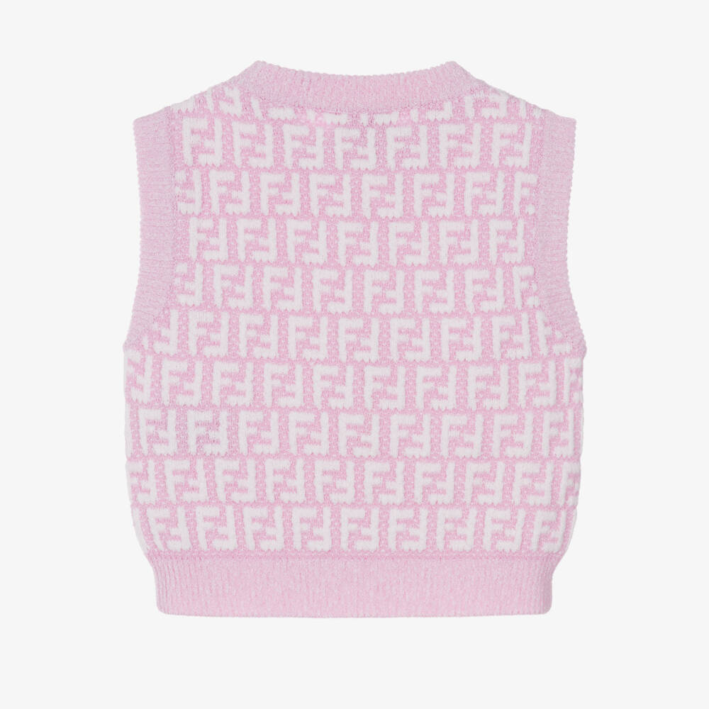 Fendi-Girls Orchid Pink Knitted FF Logo Slipover | Childrensalon