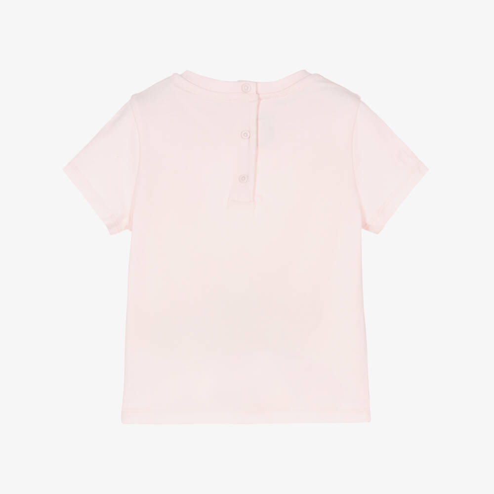 Fendi-تيشيرت قطن بشعار دب فندي لون زهري فاتح للبنات | Childrensalon