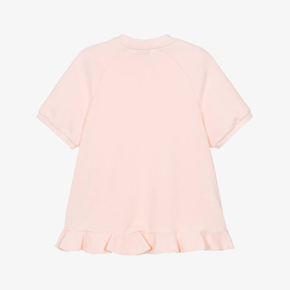 Fendi-Girls Pale Pink Cotton Fendi Roma Logo Dress | Childrensalon