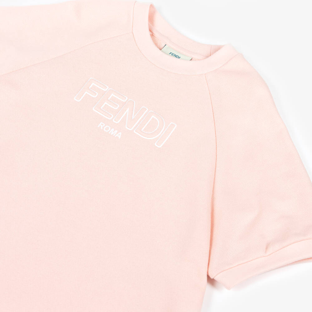 Fendi-Платье из хлопка кремовое Fendi Roma для девочек | Childrensalon