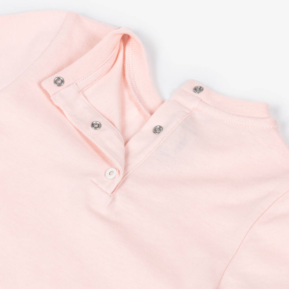 Fendi-Girls Pale Pink Cotton T-Shirt with Puffy Logo | Childrensalon