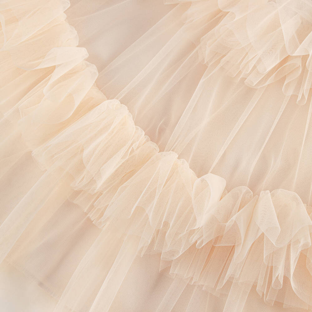 Fendi-Girls Pastel Peach Pink Tulle Dress | Childrensalon