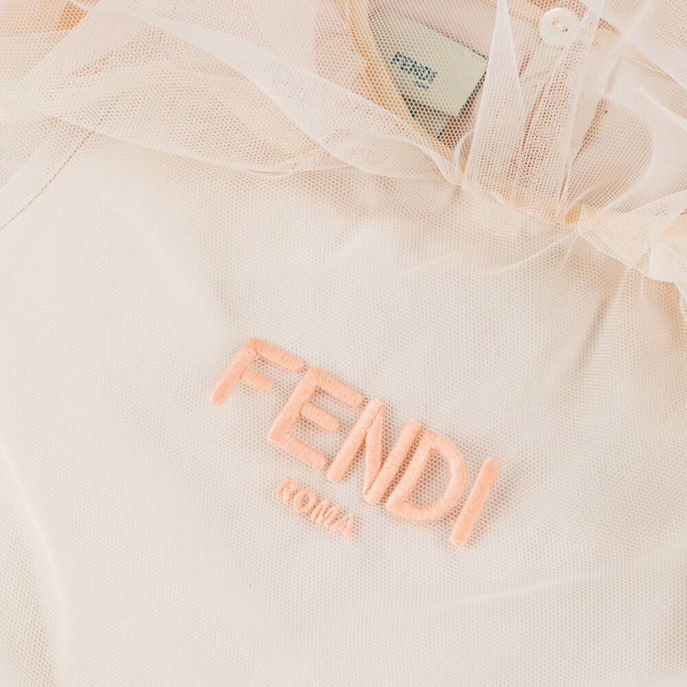 Fendi-Girls Pastel Peach Pink Tulle Dress | Childrensalon