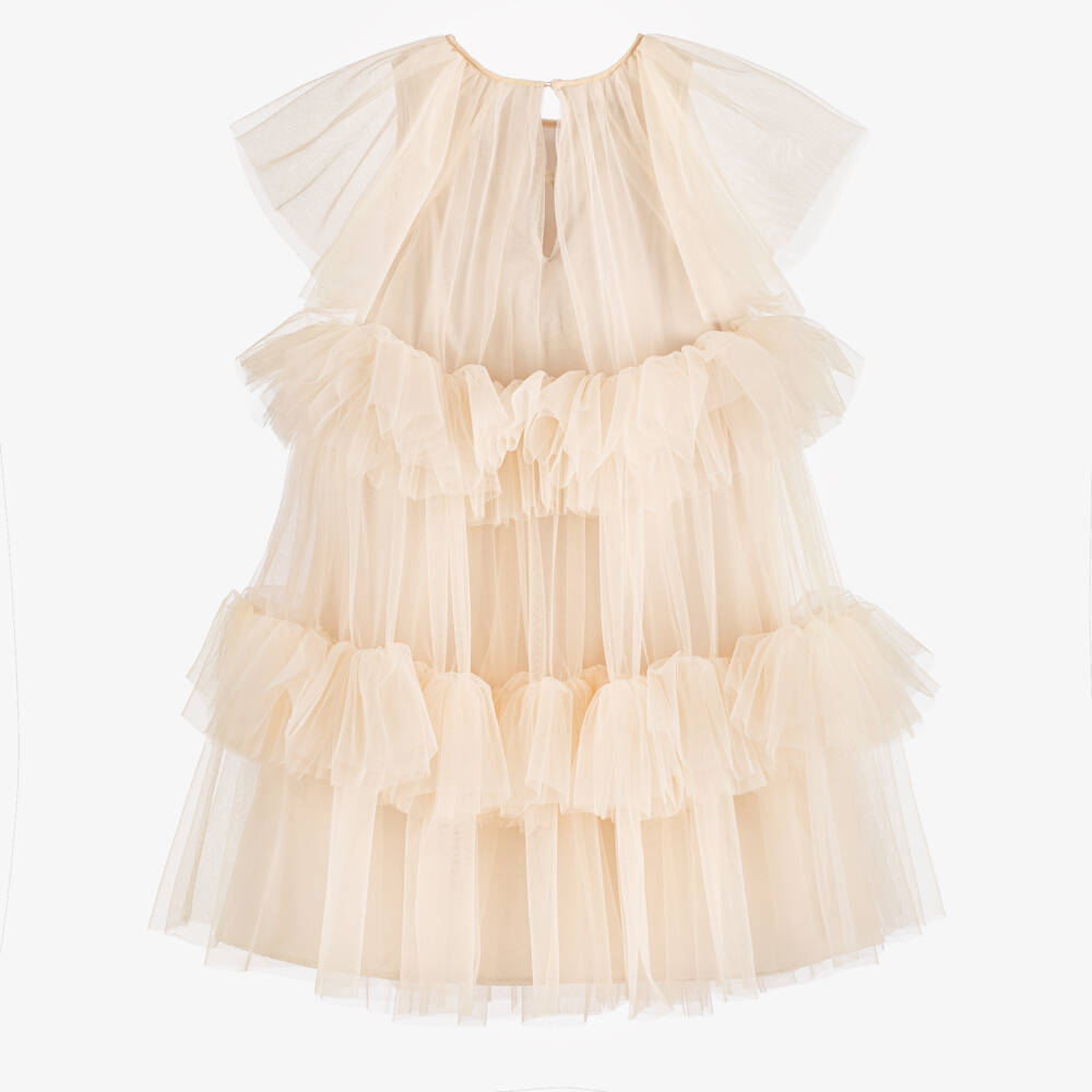 Fendi-Girls Pastel Peach Pink Tulle Dress | Childrensalon