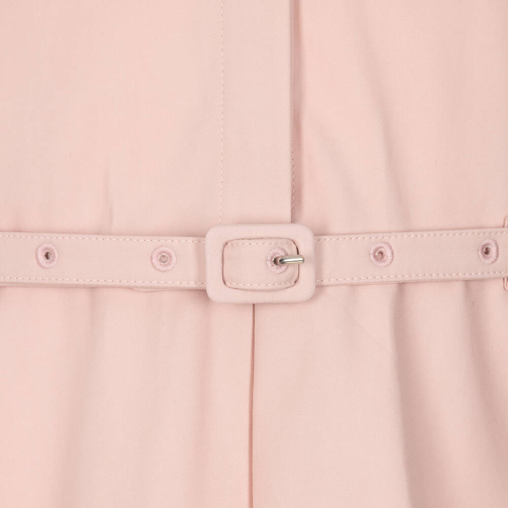 Fendi-Girls Peony Pink Belted Cotton Trench Dress | Childrensalon
