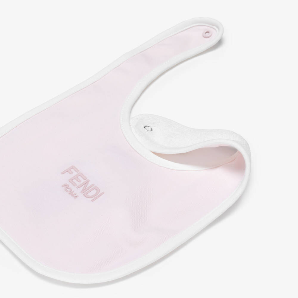 Fendi-Girls Pink Cotton Babysuit Gift Set with Logo Embroidery | Childrensalon