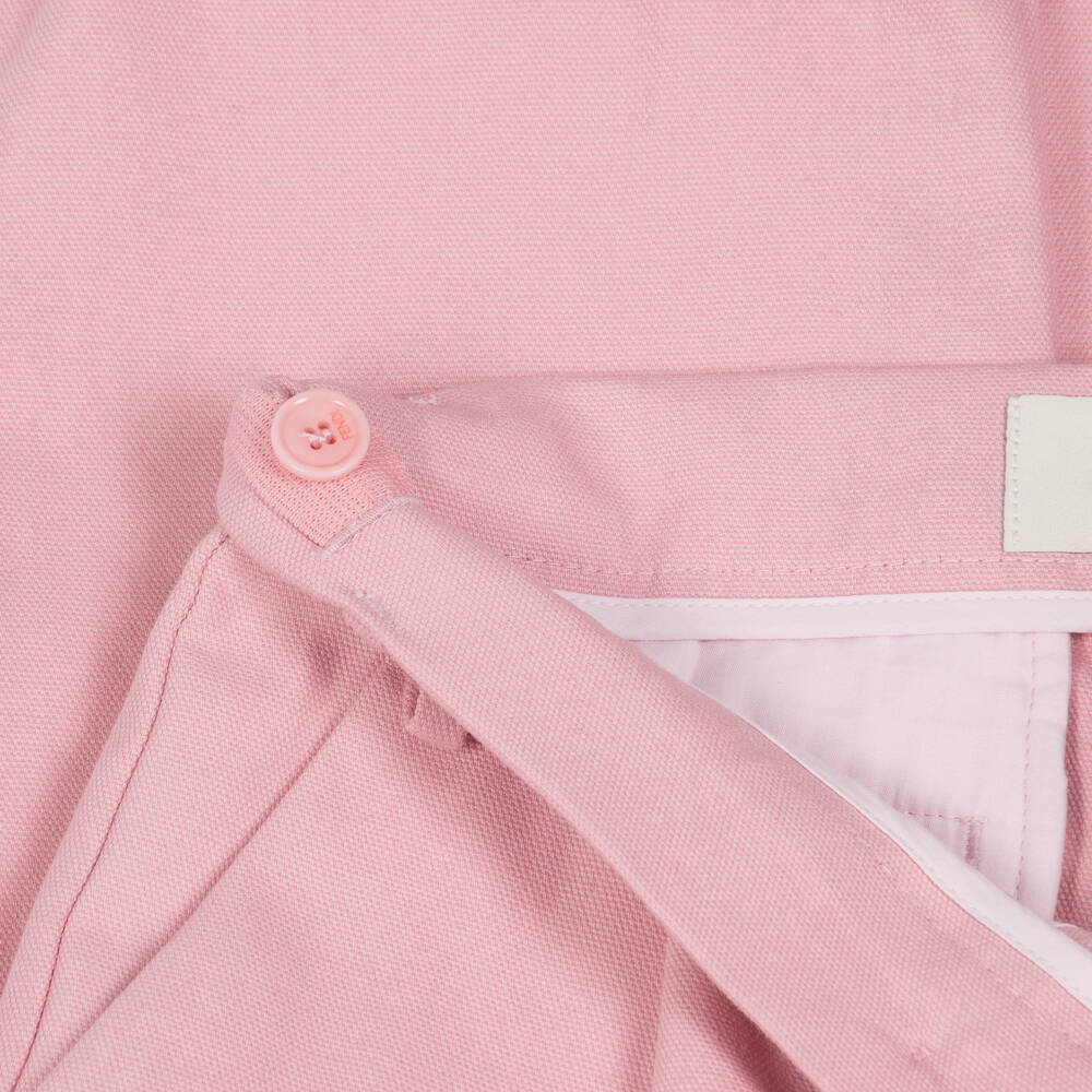 Fendi-Girls Pink Cotton Canvas Trousers | Childrensalon