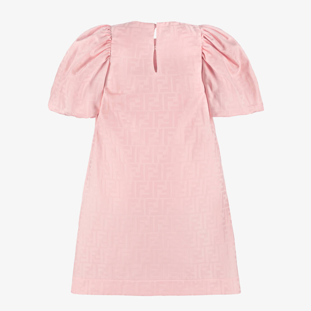 Fendi-Платье розовое из хлопка с жаккардовым логотипом FF для девочек | Childrensalon