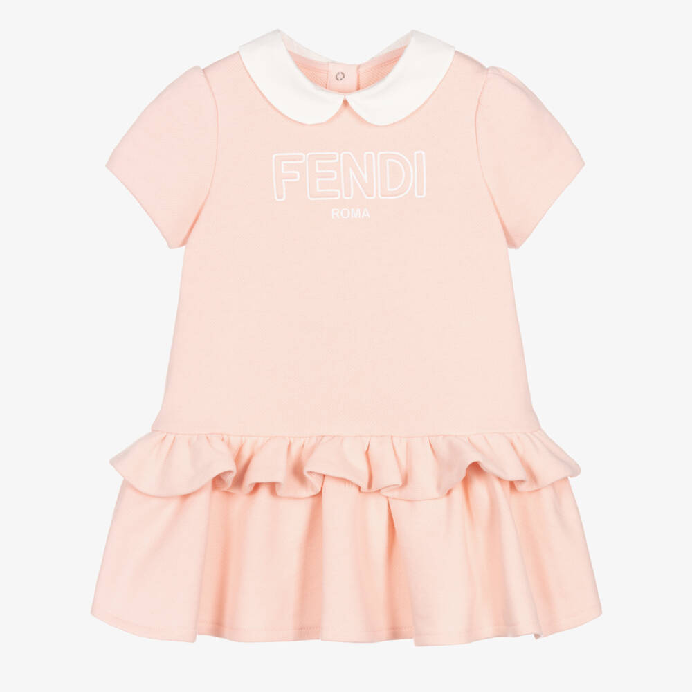 Fendi-Платье розовое из хлопкового трикотажа Fendi Roma для девочек | Childrensalon