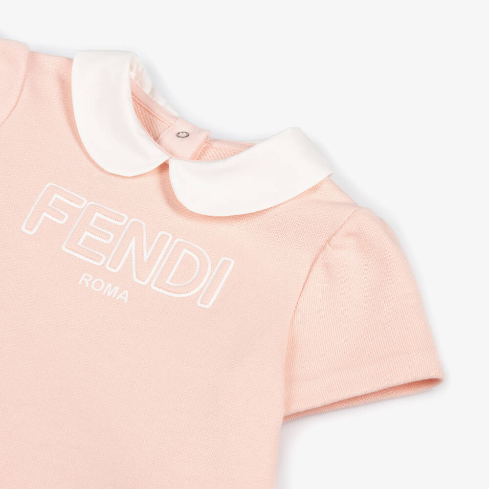 Fendi-Платье розовое из хлопкового трикотажа Fendi Roma для девочек | Childrensalon