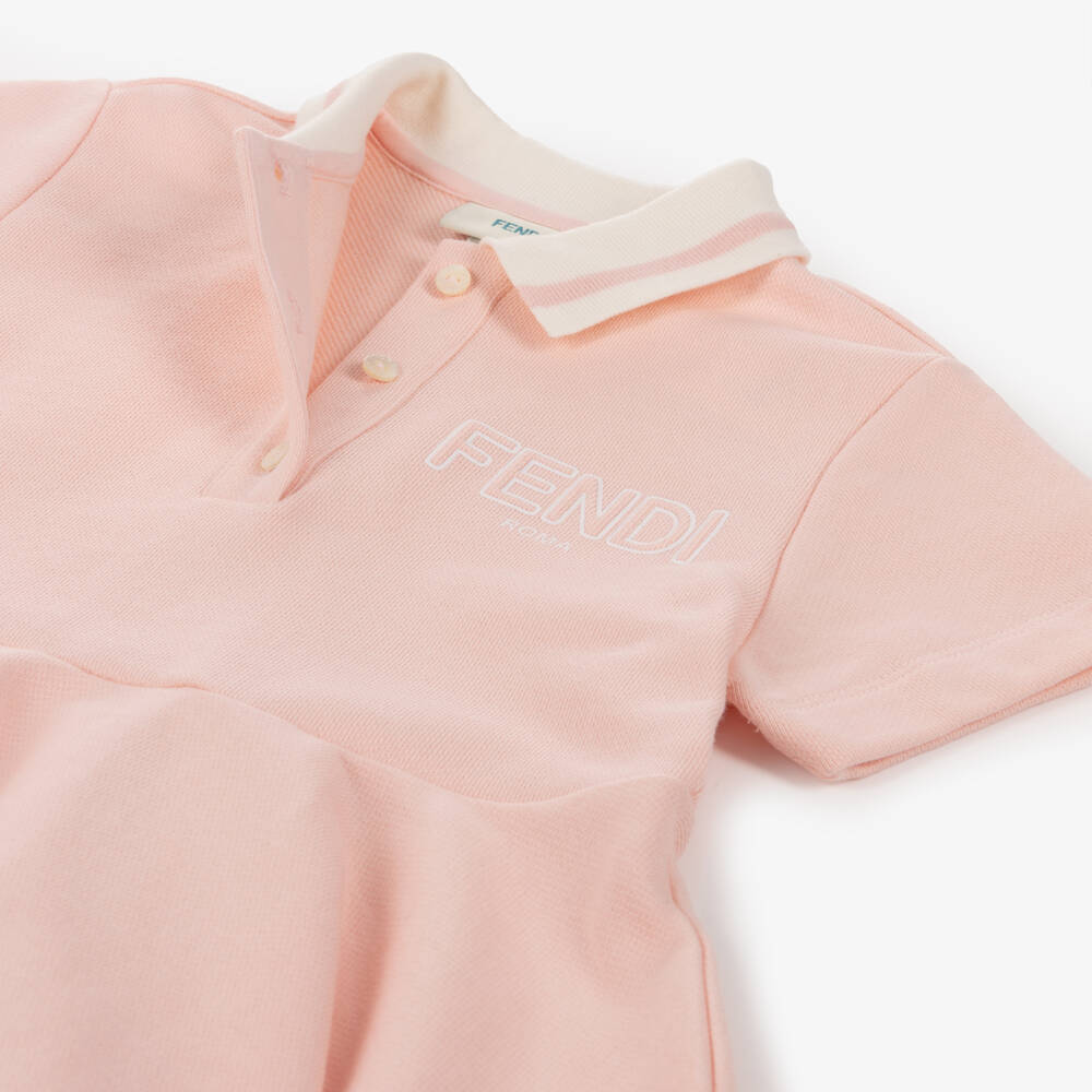 Fendi-Girls Pink Cotton Jersey Fendi Roma Polo Dress | Childrensalon