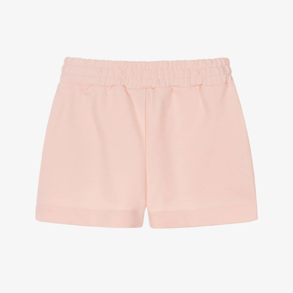 Fendi-Girls Pink Cotton Jersey Padded Logo Shorts | Childrensalon