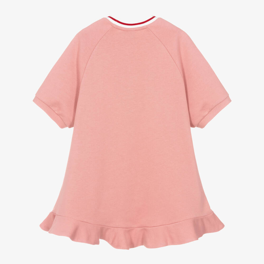 Fendi-Girls Pink Cotton Jersey Sweatshirt Dress with Ruffle Hem | Childrensalon