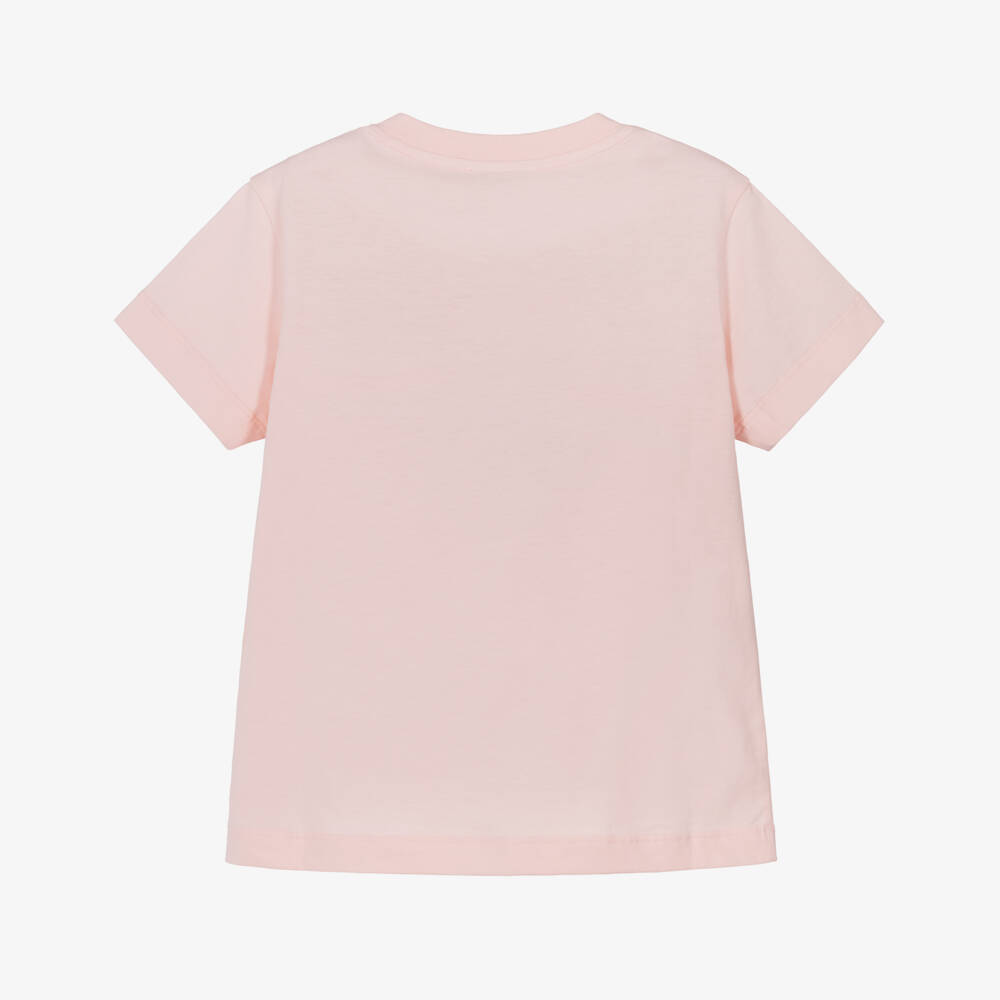 Fendi-Футболка розовая хлопковая с логотипом для девочек | Childrensalon