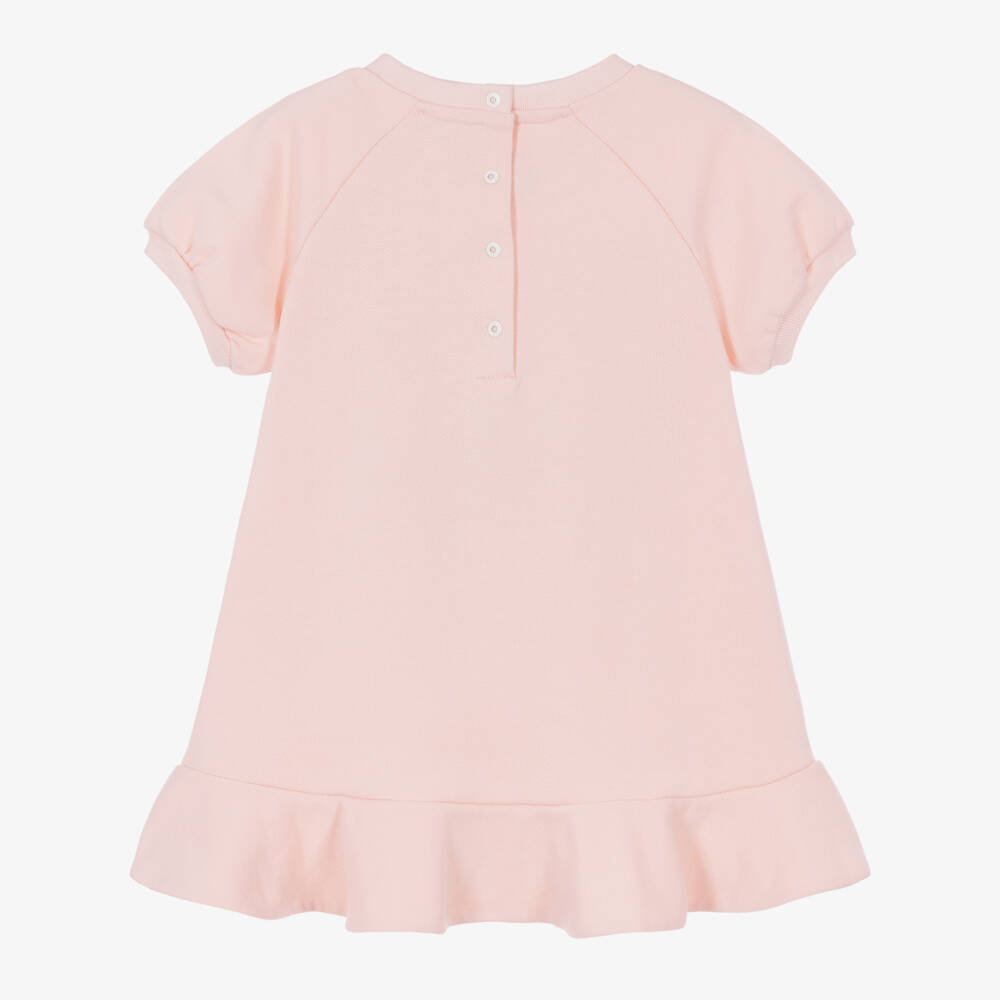 Fendi-Girls Pink Multicolour Logo Cotton Jersey Dress | Childrensalon