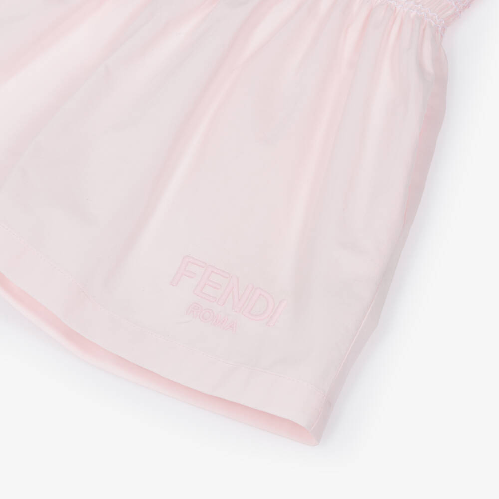 Fendi-Girls Pink Smocked Cotton Skirt | Childrensalon