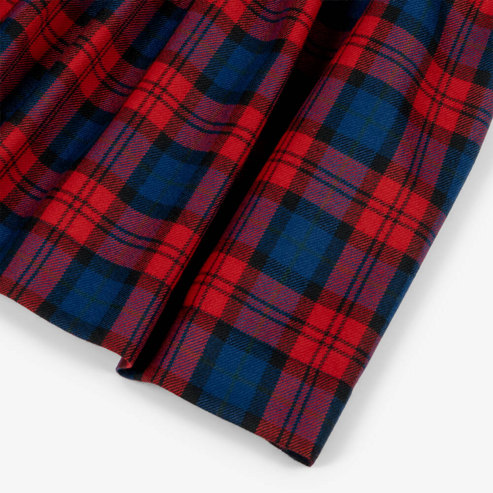 Fendi-فستان صوف تارتان لون أحمر وكحلي | Childrensalon