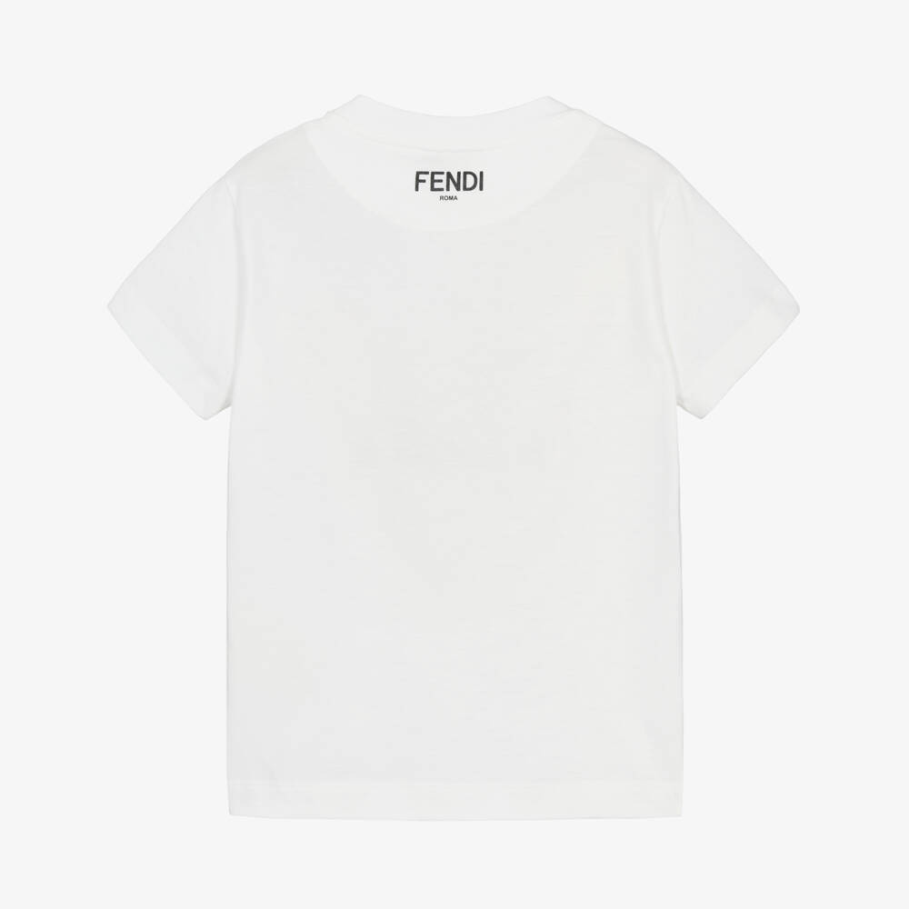 Fendi-Футболка белая из хлопка с принтом банта для девочек | Childrensalon