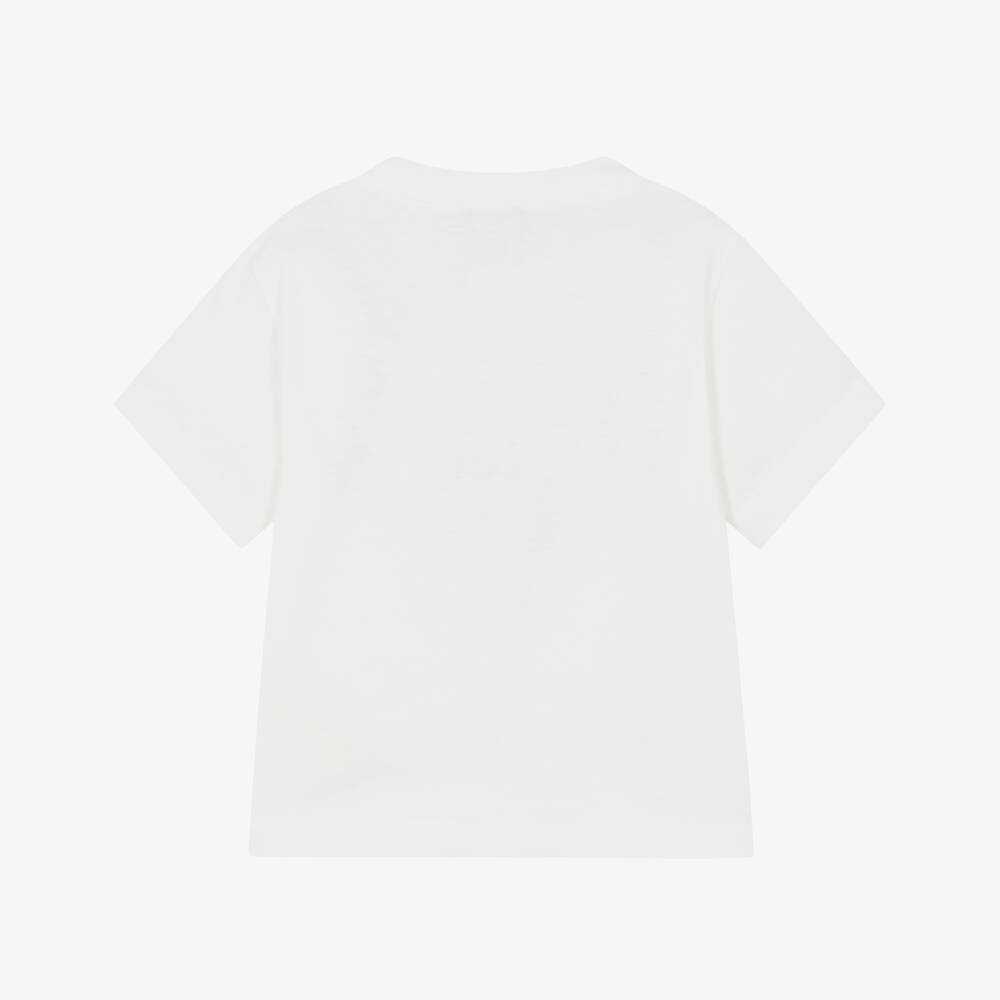 Fendi-تيشيرت بطبعة زهور قطن لون أبيض للبنات  | Childrensalon