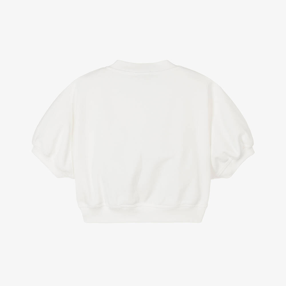 Fendi-Girls White Cotton Logo Sweatshirt | Childrensalon