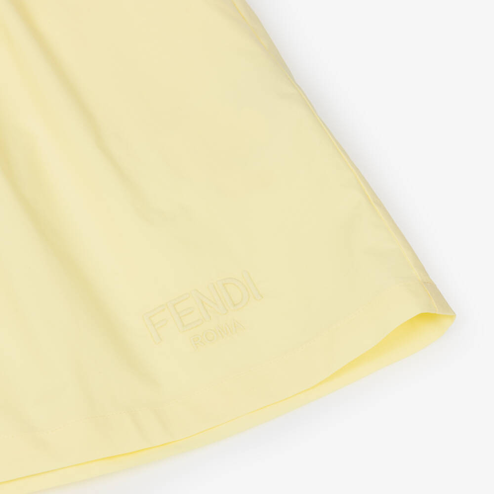 Fendi-فستان تطريز سموك قطن لون أصفر  | Childrensalon