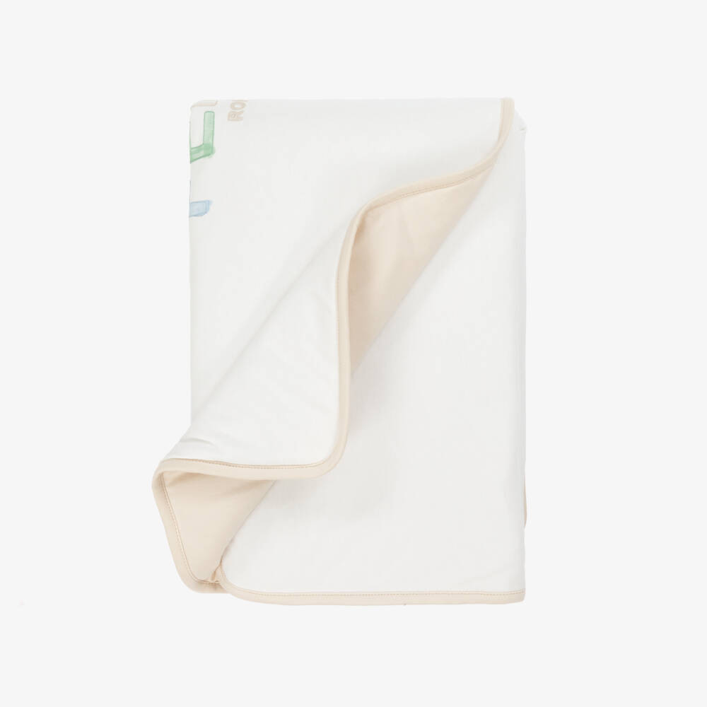 Fendi-بطانية مبطنة قطن جيرسي لون عاجي وبيج (78 سم) | Childrensalon