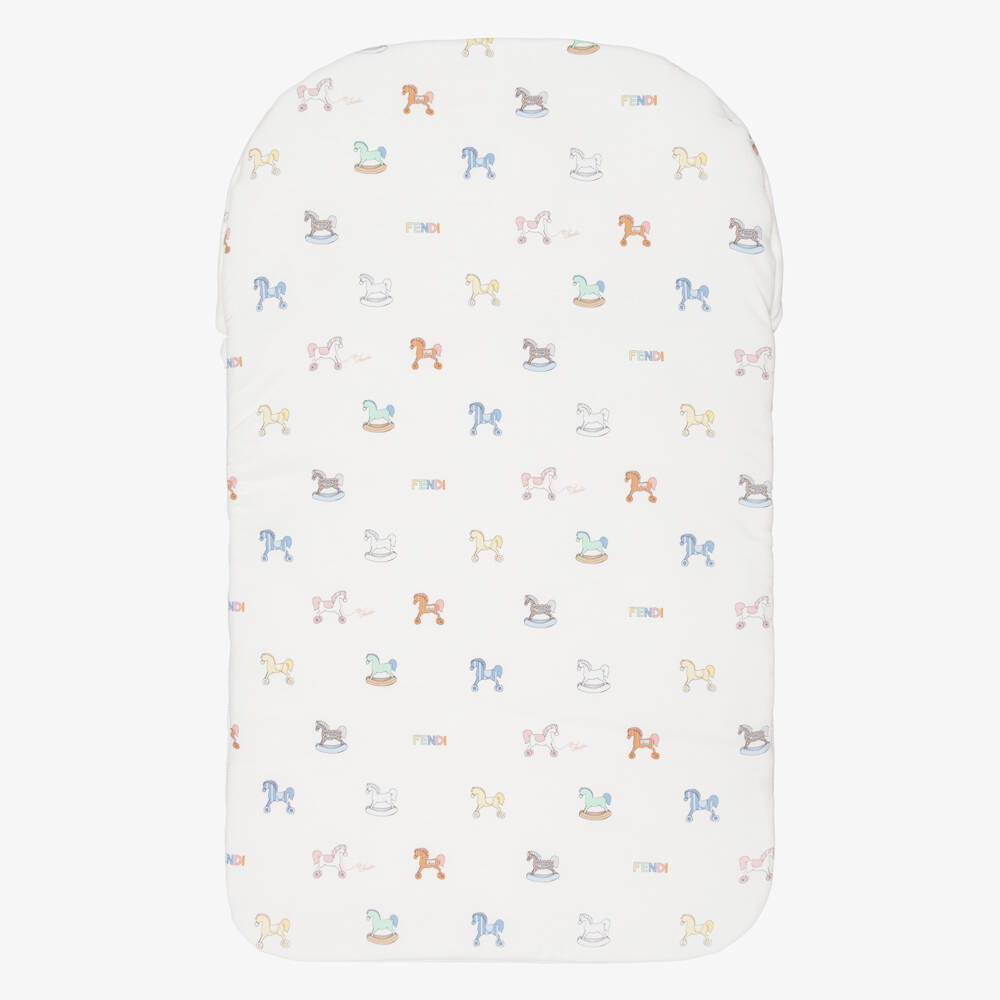 Fendi-Ivory Cotton Jersey Rocking Horse Print Nest (81cm) | Childrensalon