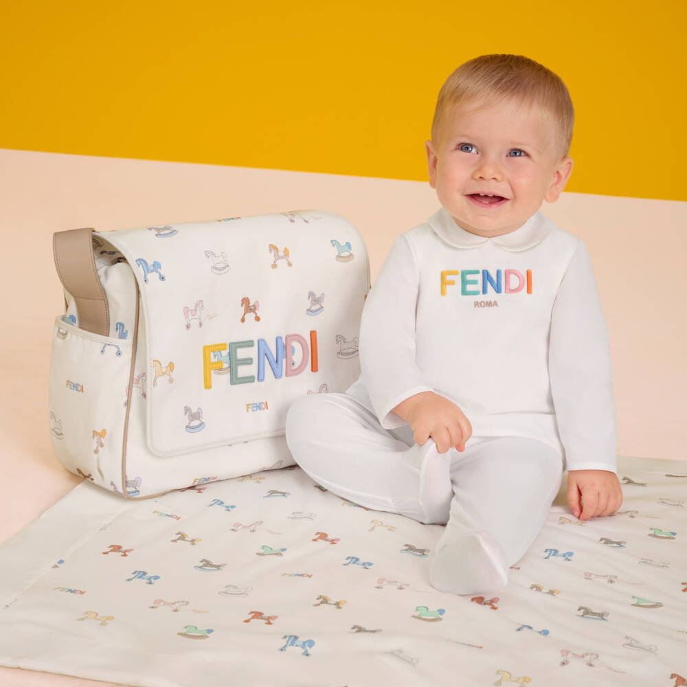 Fendi-Ivory Rocking Horse Changing Bag with Appliqué Logo (40cm) | Childrensalon