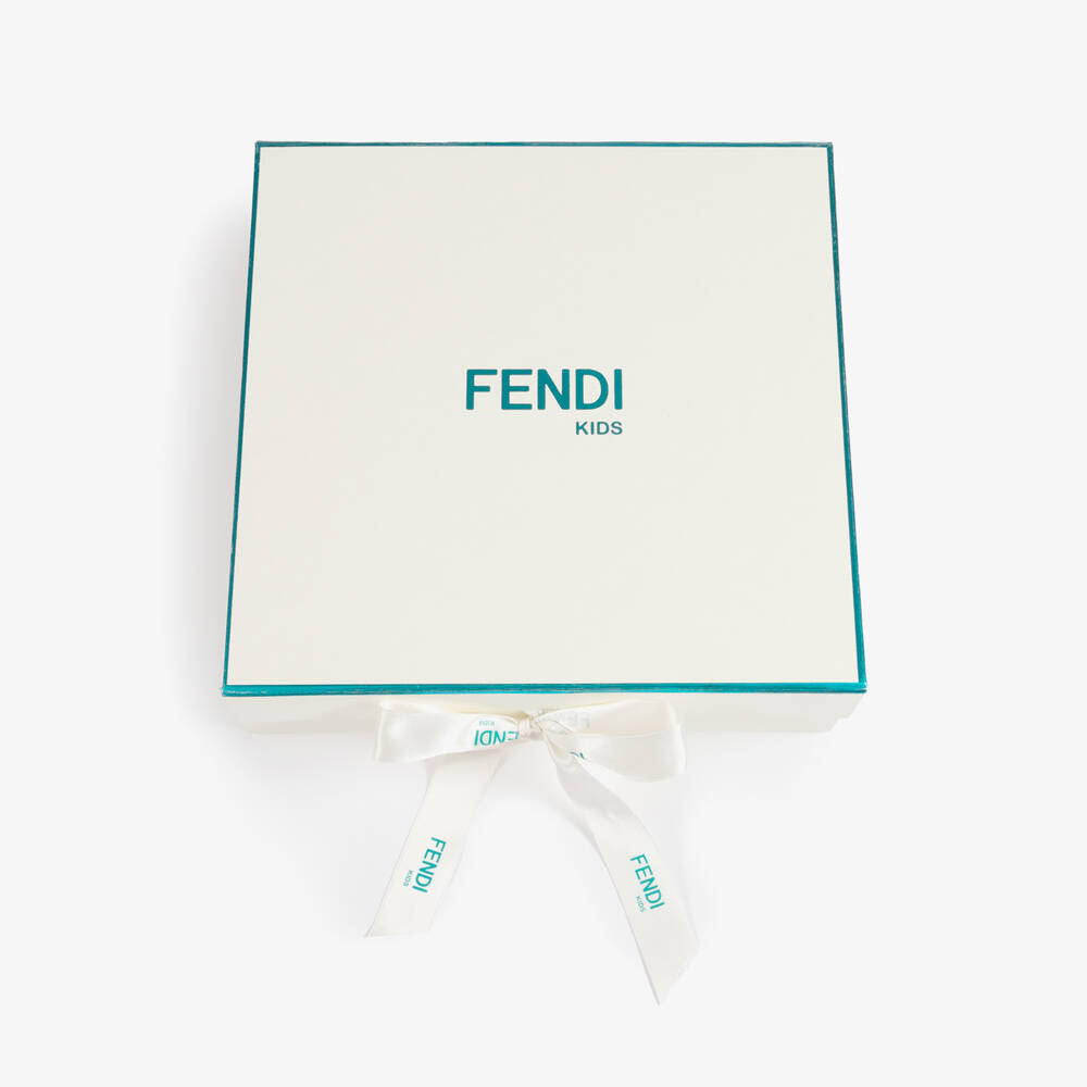 Fendi-Pale Blue Cotton Fendi Bear Babysuit Gift Set | Childrensalon