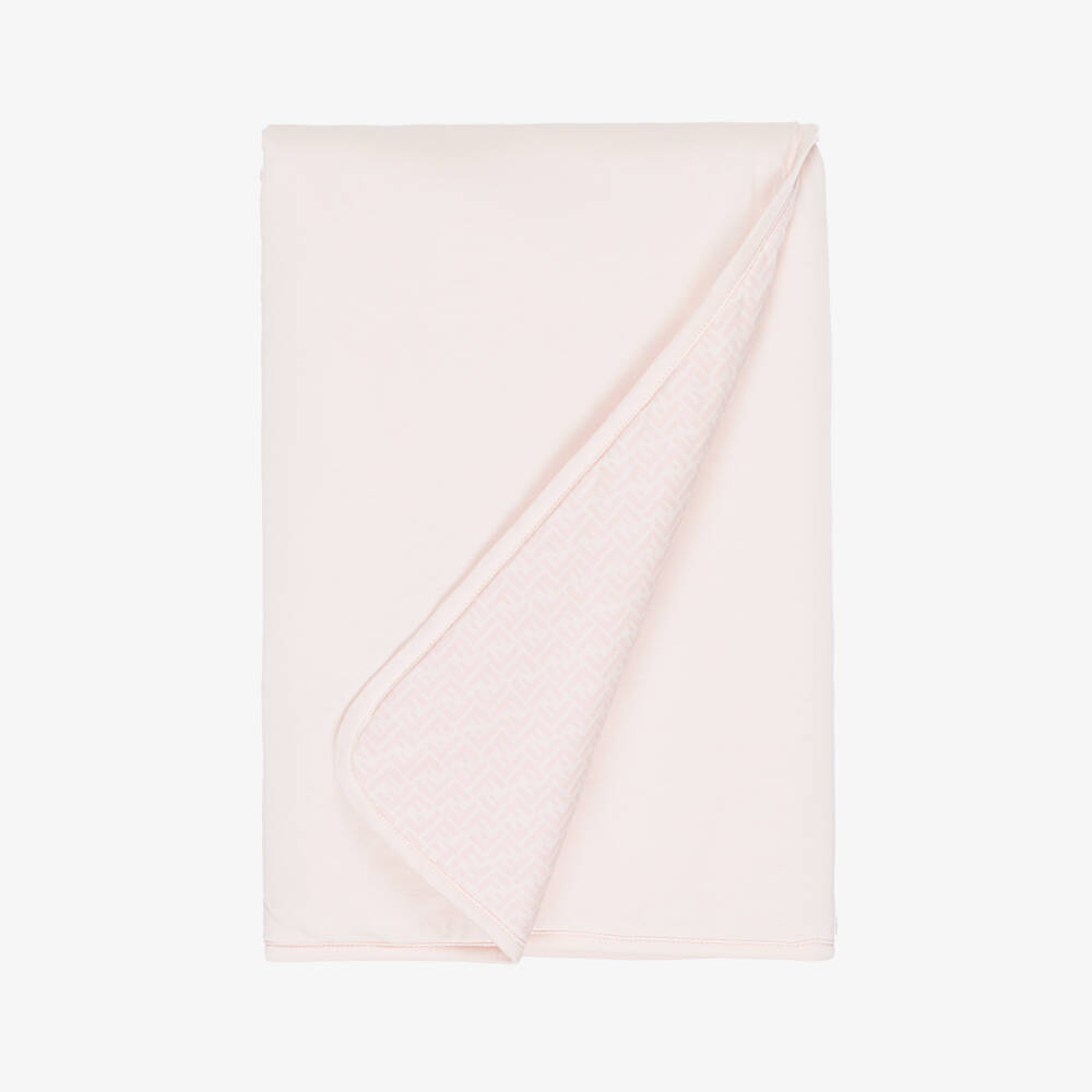 Fendi-Pink Cotton Fendi Bear Padded Blanket (80cm) | Childrensalon