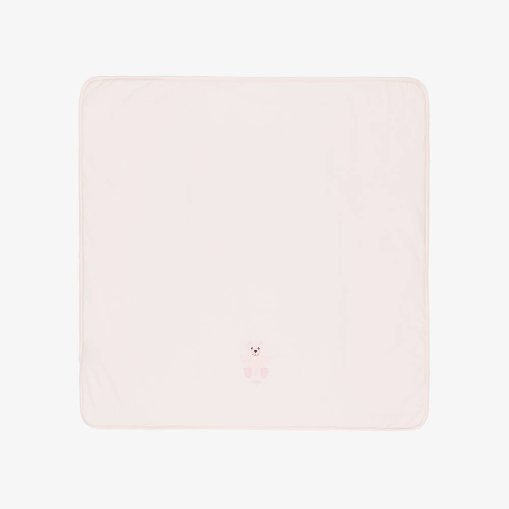 Fendi-Pink Cotton Fendi Bear Padded Blanket (80cm) | Childrensalon