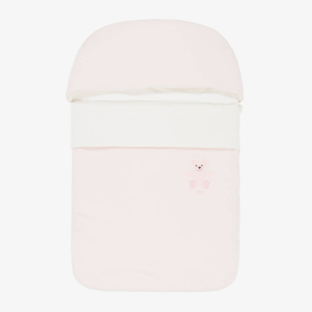 Fendi-بيبي نيست قطن لون زهري وأبيض للبنات الرضع (78 سم) | Childrensalon