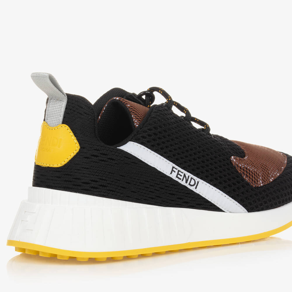 Fendi-Teen Black & Brown FF Logo Trainers | Childrensalon