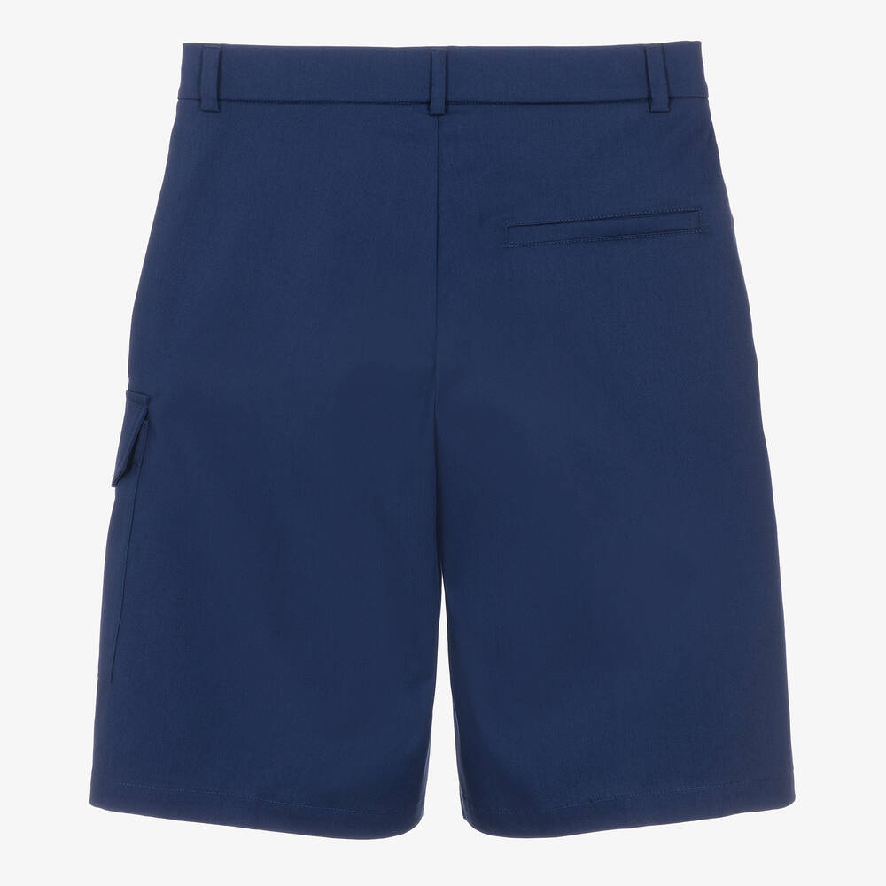 Fendi-Teen Boys Blue Cotton Gabardine Shorts | Childrensalon