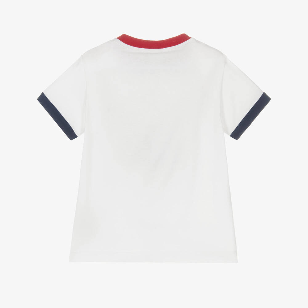 Fendi-White 100 Anniversary Logo Cotton T-Shirt | Childrensalon