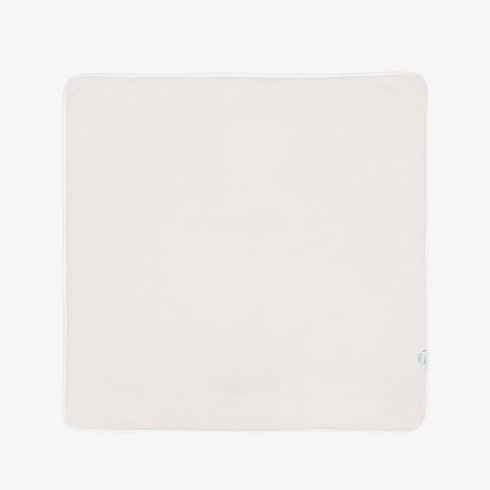 Fendi-White & Beige Padded Blanket with Embroidered Logo (80cm) | Childrensalon