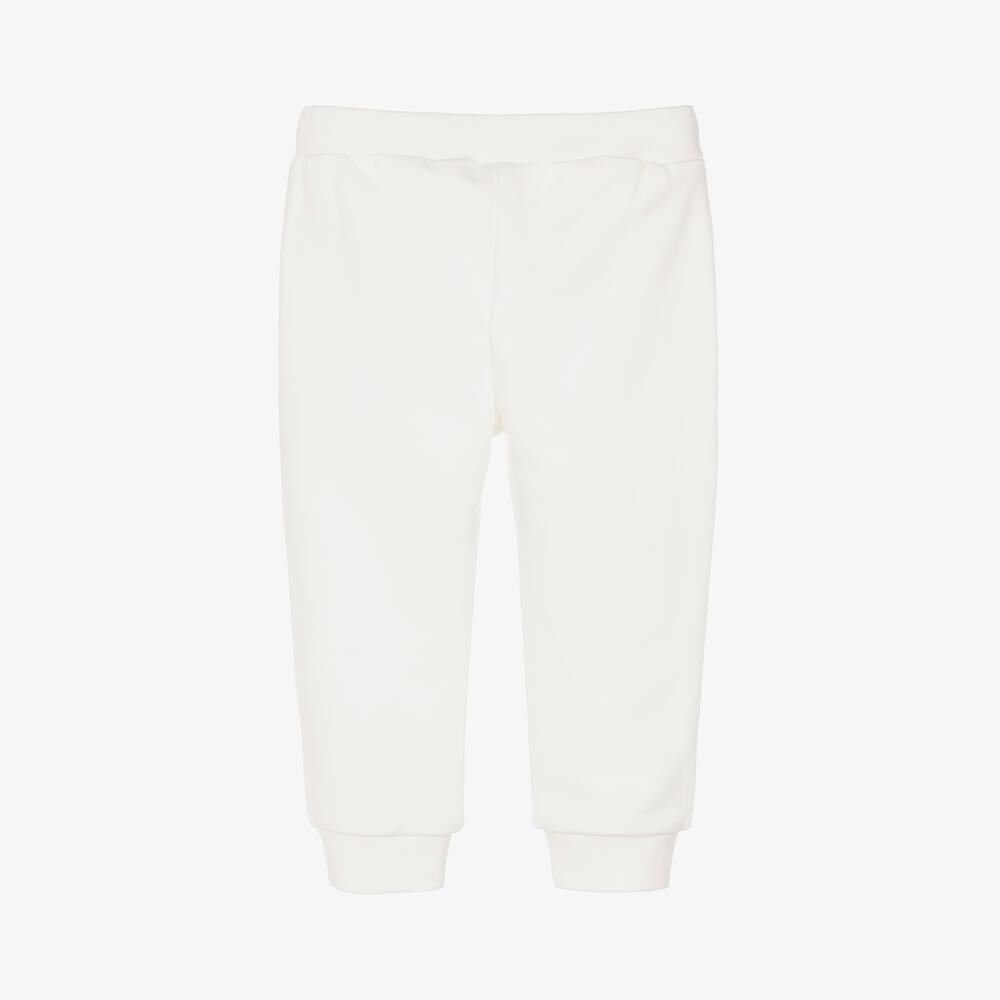Fendi-White Cotton Embroidered Baby Joggers | Childrensalon