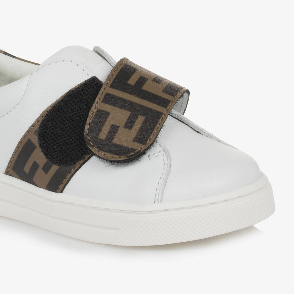 Fendi-White Leather FF Logo Trainers | Childrensalon