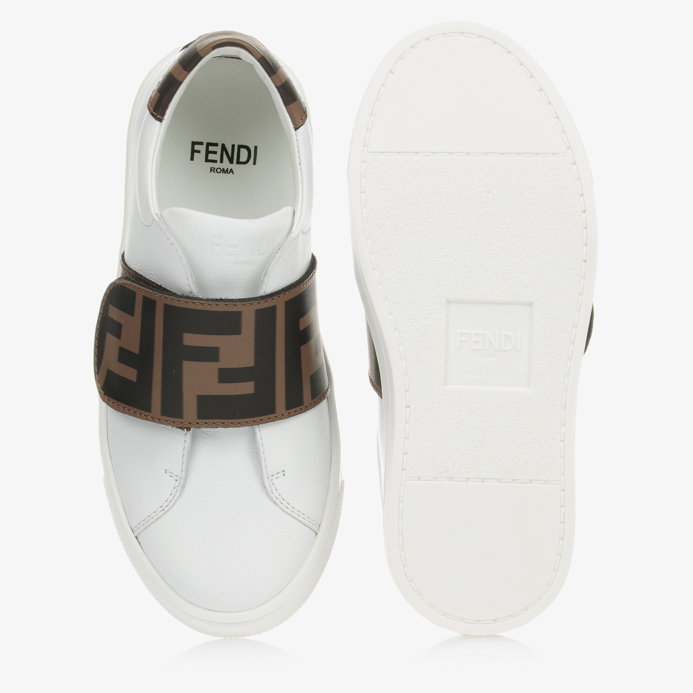 Fendi-ترينرز جلد لون أبيض | Childrensalon