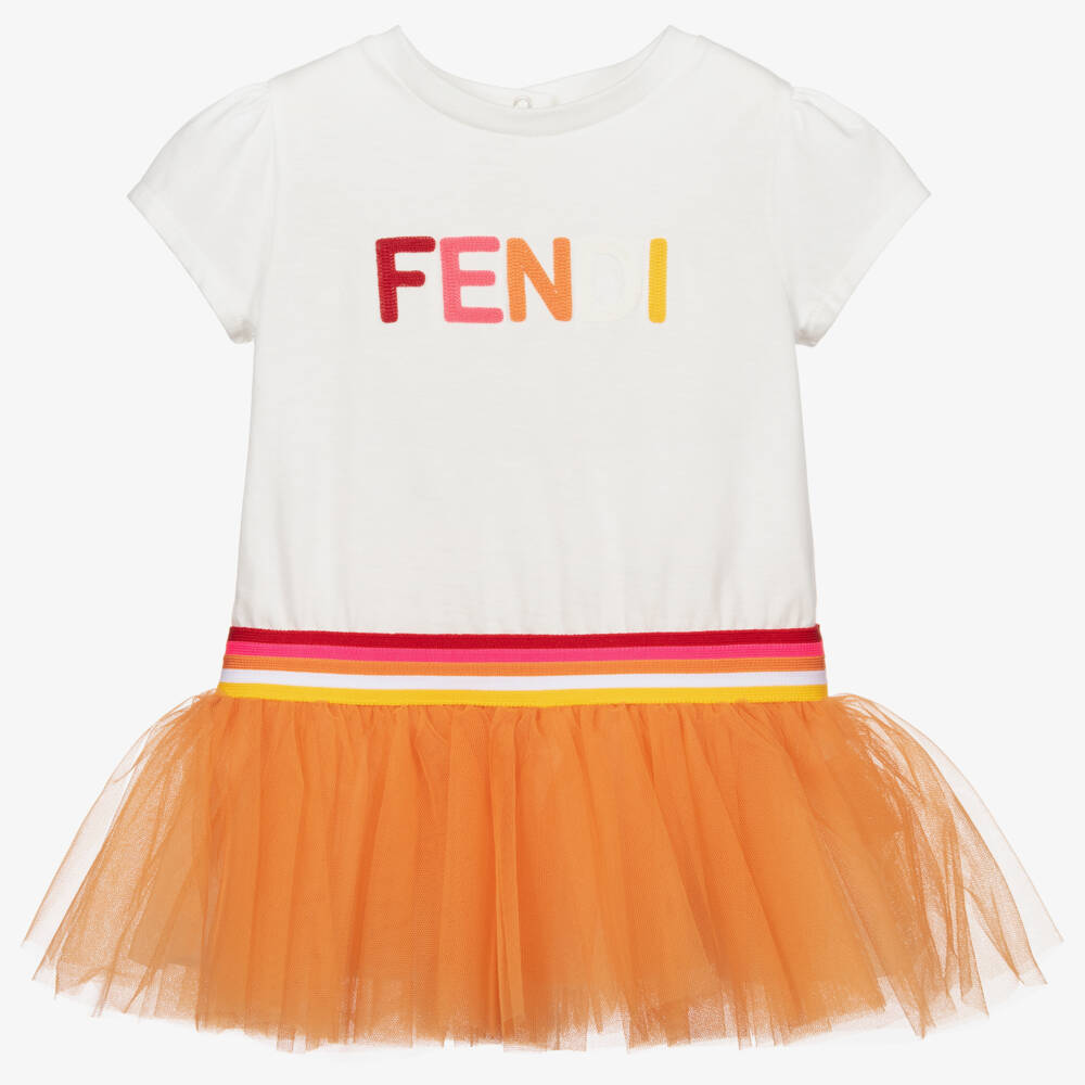 fendi dress orange Fendi Orange Logo Dress