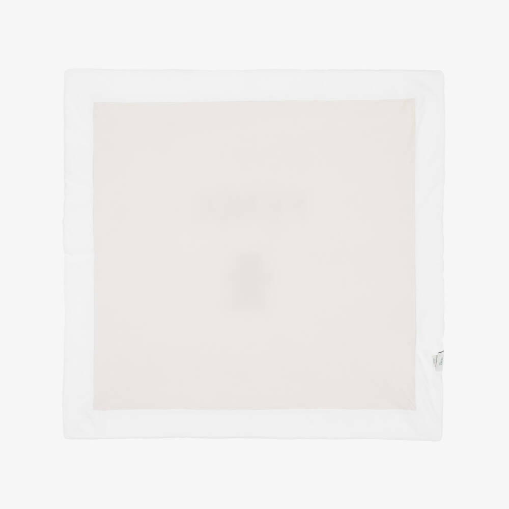 Fendi-White Padded Blanket with Logo Teddy (77cm) | Childrensalon