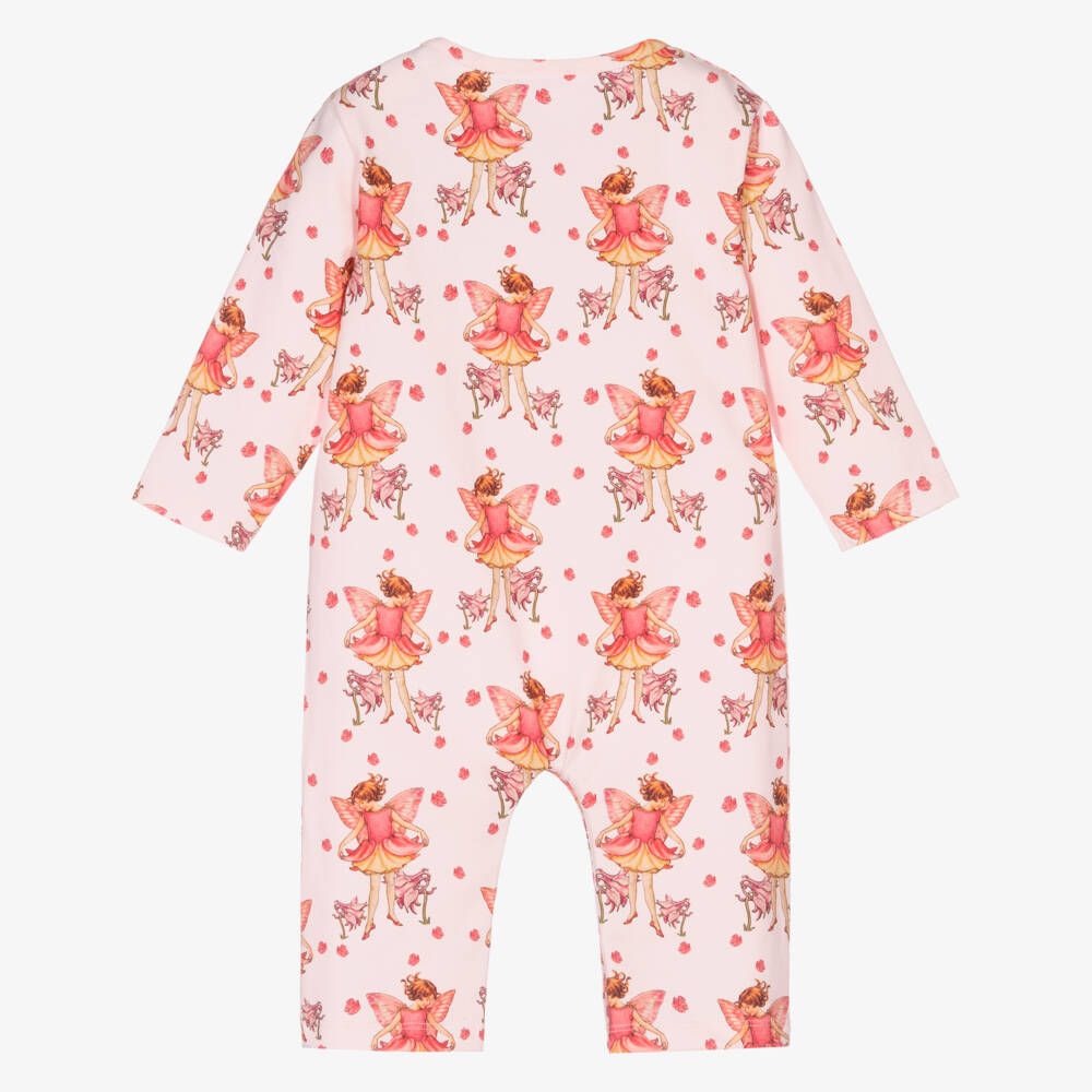 Flower Fairies™ by Childrensalon-Baby Girls Pink Cotton Romper Suit | Childrensalon
