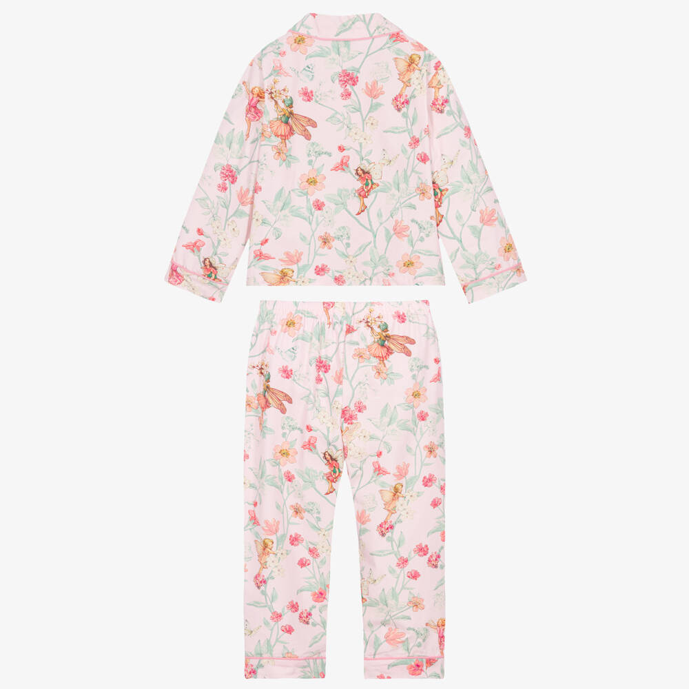 Flower Fairies™ by Childrensalon-Girls Pink Cotton Floral Print Long Pyjamas | Childrensalon